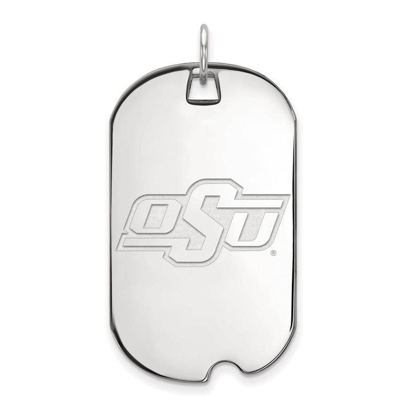 Sterling Silver Oklahoma State Large Dog Tag Pendant